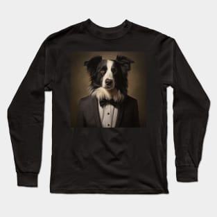 Border Collie Dog in Suit Long Sleeve T-Shirt